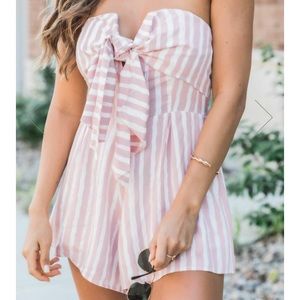 Following A Daydream Pink Striped Romper